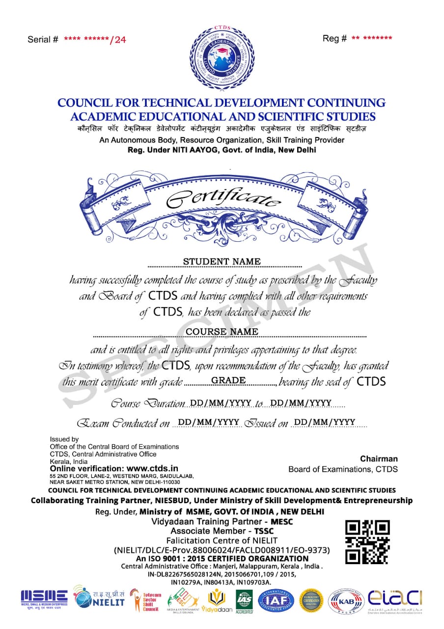 Sample Student Certificate
